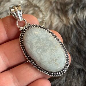 Handcrafted framed rainbow moonstone 925 sterling pendant on chain necklace